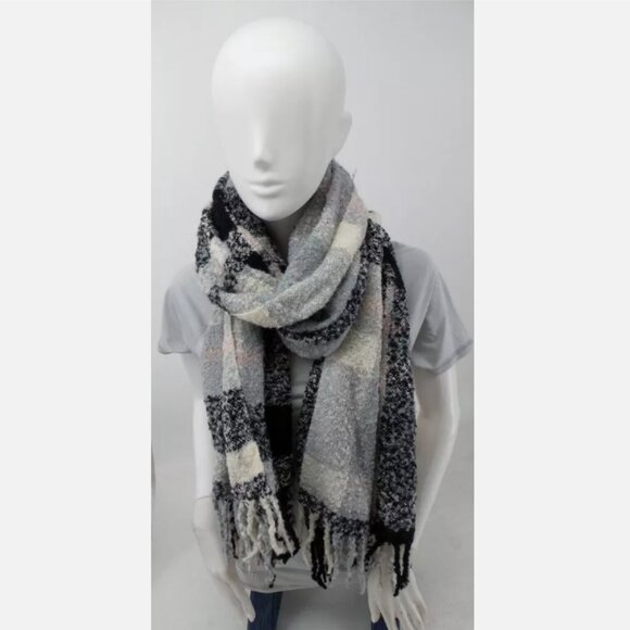 EMANUEL GERALDO WOMENS 2PK SCARF WRAP INFINITY (PNK/BLK/GRAY PLAID,ONE SZ) - Picture 3 of 5